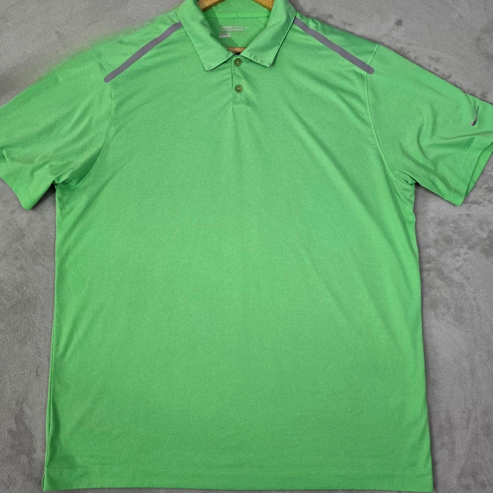 Nike‎ Golf Mens XXL Green Dri-Fit Tour Performance Golf Polo Shirt Short Sleeve